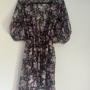 **3 for $15**Floral Black and Pink Cardigan coverup
